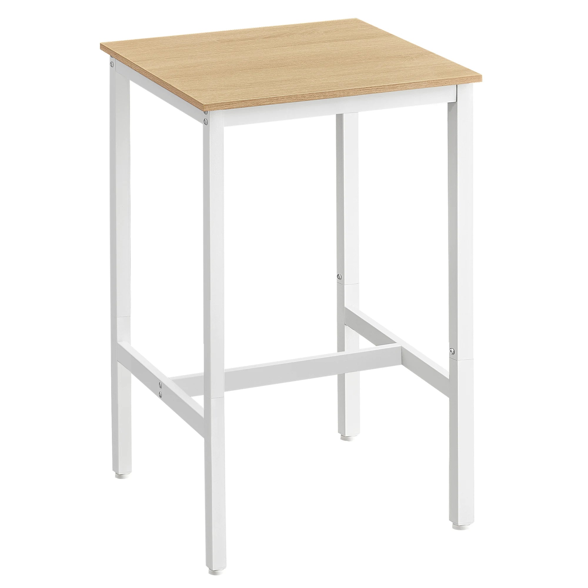 Square Breakfast Bar Table Tall Kitchen Bar Table with Steel Frame
