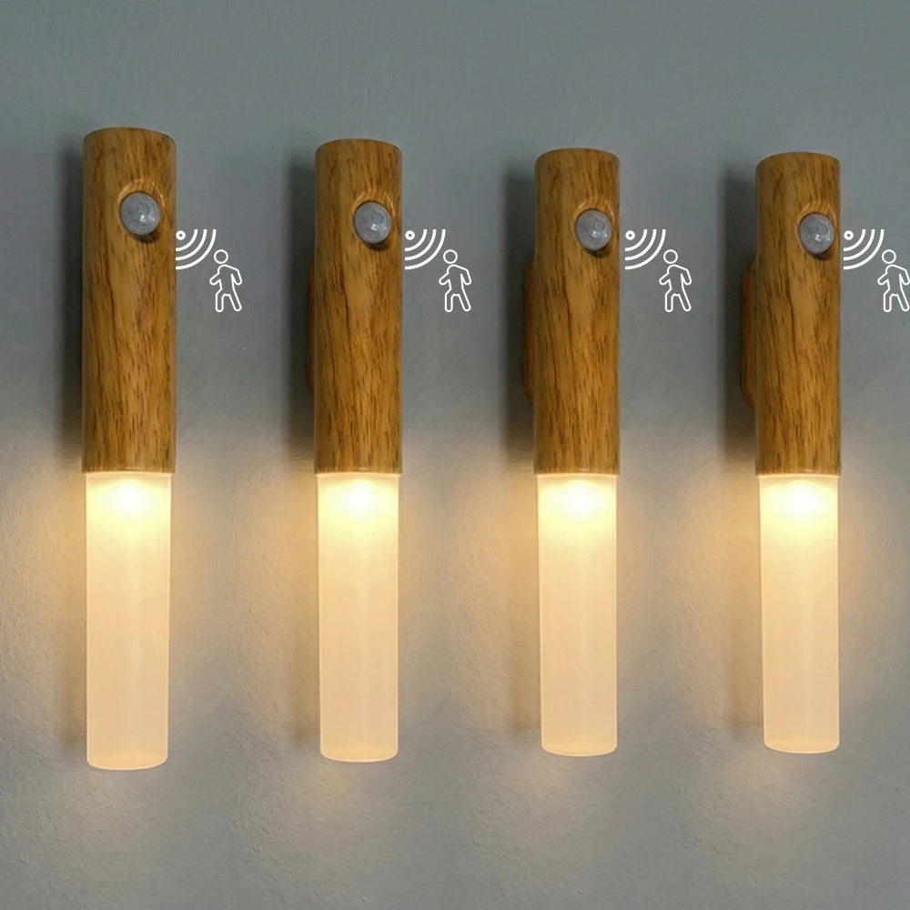 4 Pack Motion Sensor Night Light LED Rechargeable Wireless Wall Lamp Dimmable for Hallway Bedroom Stairs Cabinet