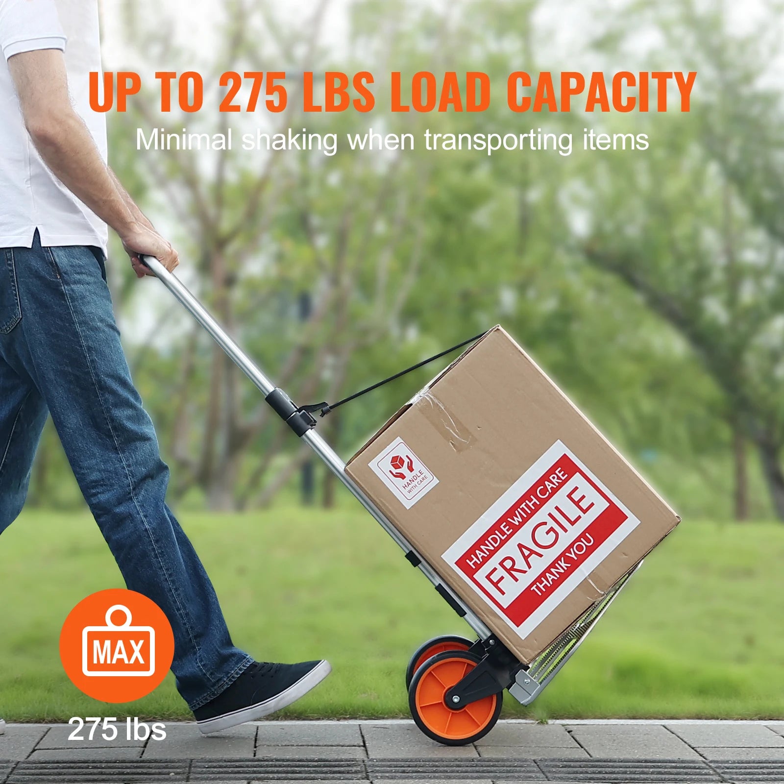 Folding Hand Truck Aluminium Portable Dolly Cart Telescoping Handle Binding Rope for Moving Warehouse