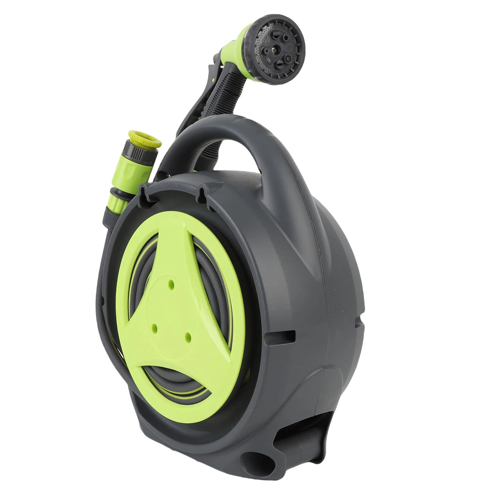 Portable Hose Reel 39.4ft Water Hose with Spray Nozzle Compact Green for Garden Balcony Patio