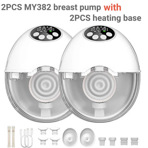 Breast Pump Electric Handsfree BPA Free with Heating & UV Sterilize Lid Optional Wireless Upgrade Wearable Breastfeeding Pump