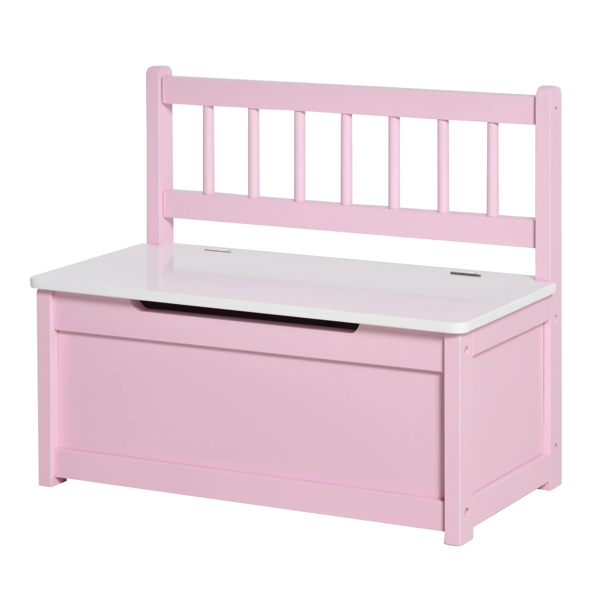 2 in 1 Kids Toy Box Storage Bench Wooden Chest with Safety Lid