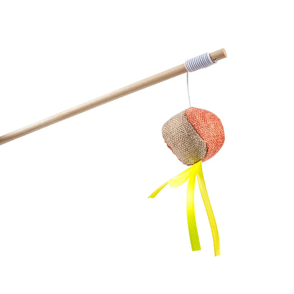 Interactive Cat Teaser Wand Toy with Feathers & Catnip for Exercise and Play