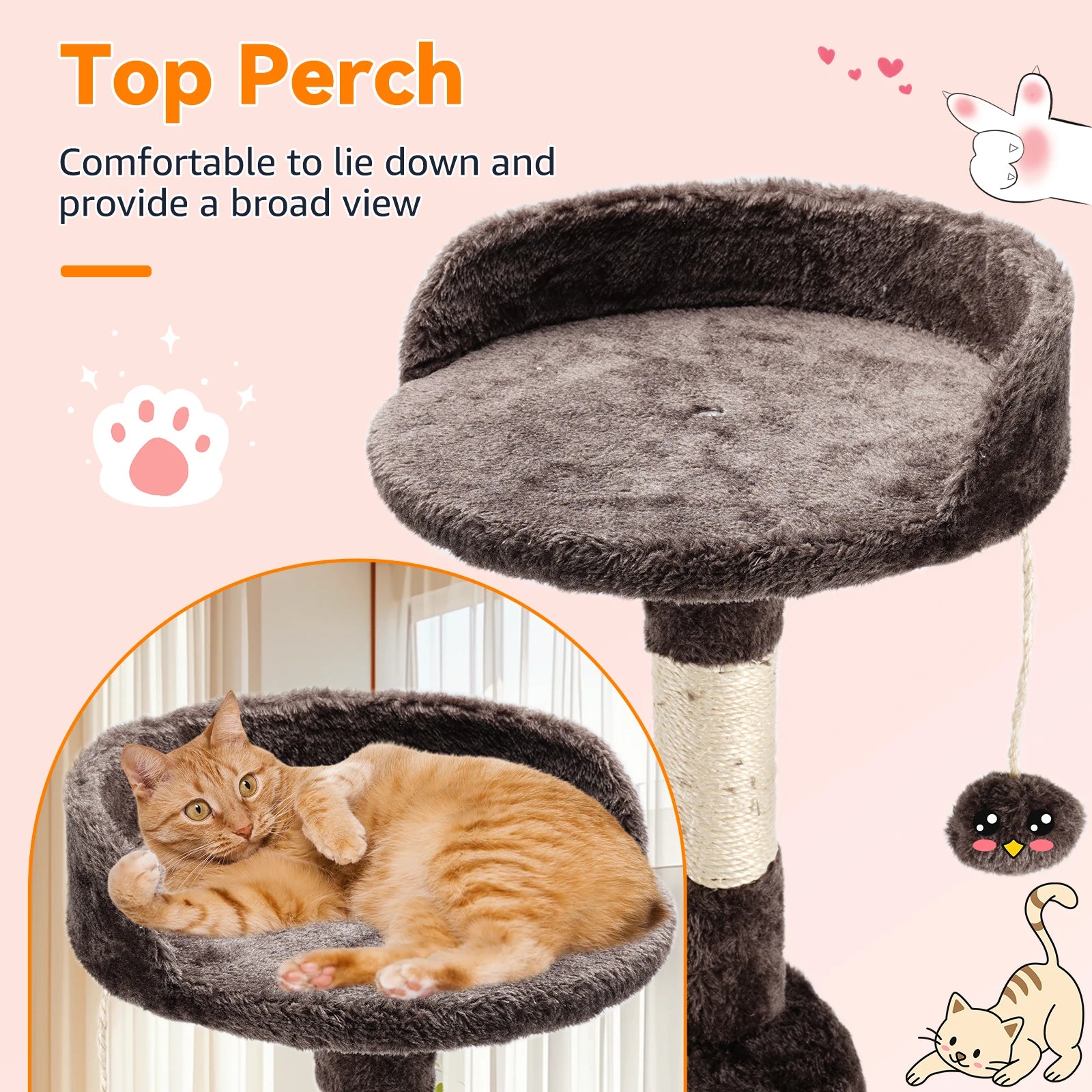 Passerscat Multi-Level Cat Tree 112cm Climbing Frame Scratching Posts Padded Perches Condo Indoor