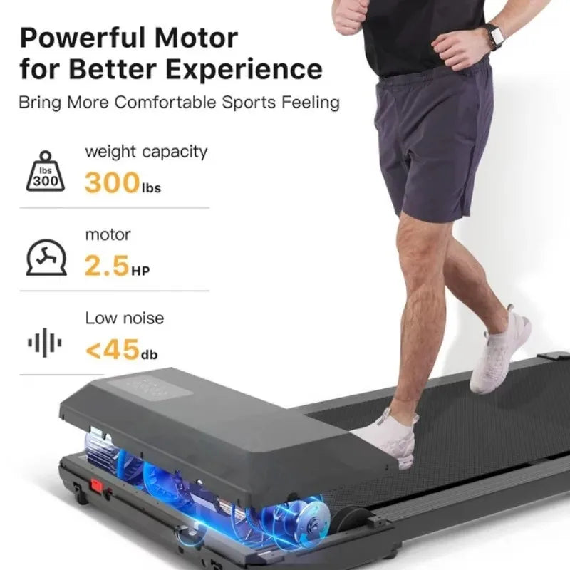 2 in 1 Under Desk Walking Pad Treadmill 2.5HP 300lbs Capacity Quiet Portable LED Display Bluetooth