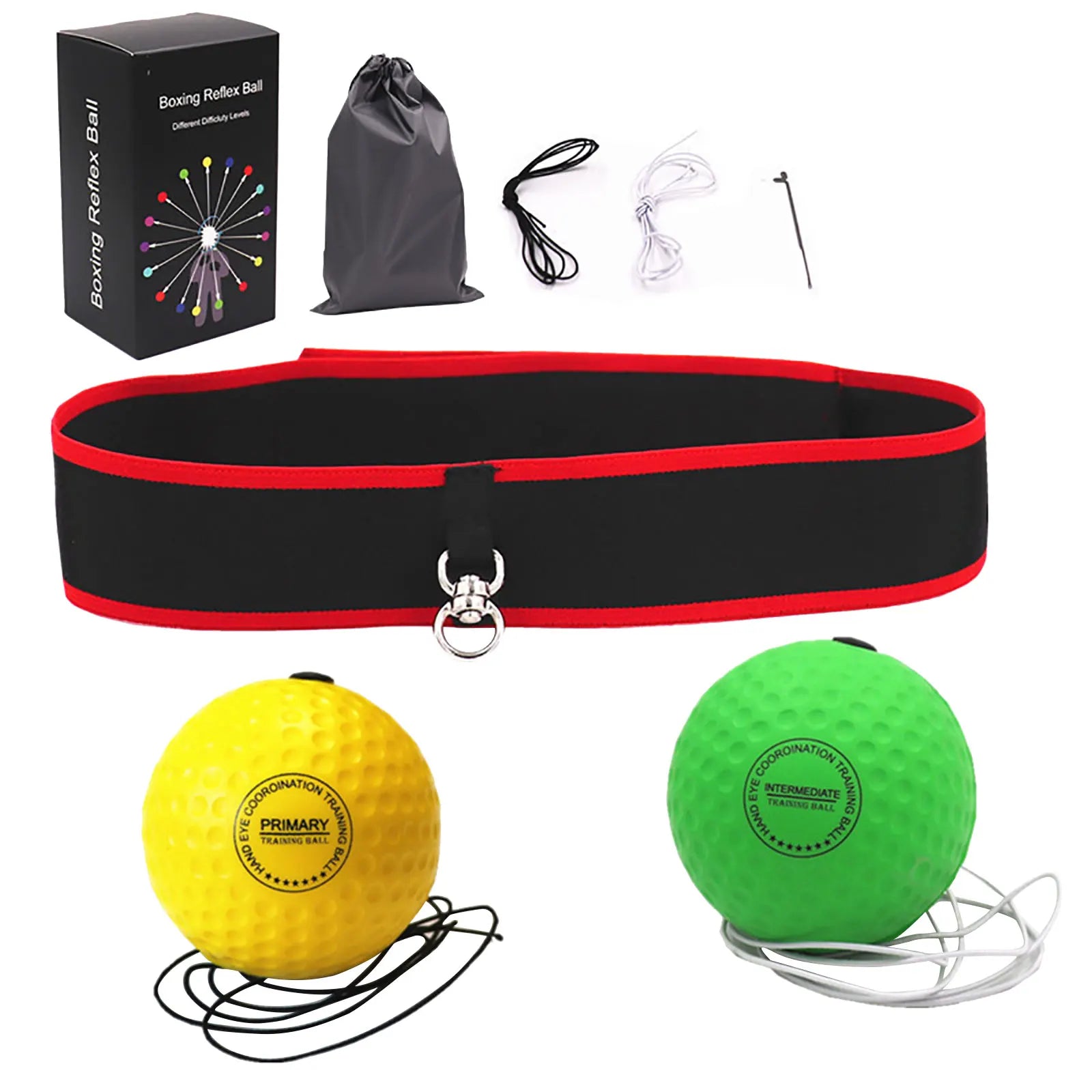 Boxing Reflex Ball with Headband Adjustable Speed Training Ball for Hand-Eye Coordination Home Fitness