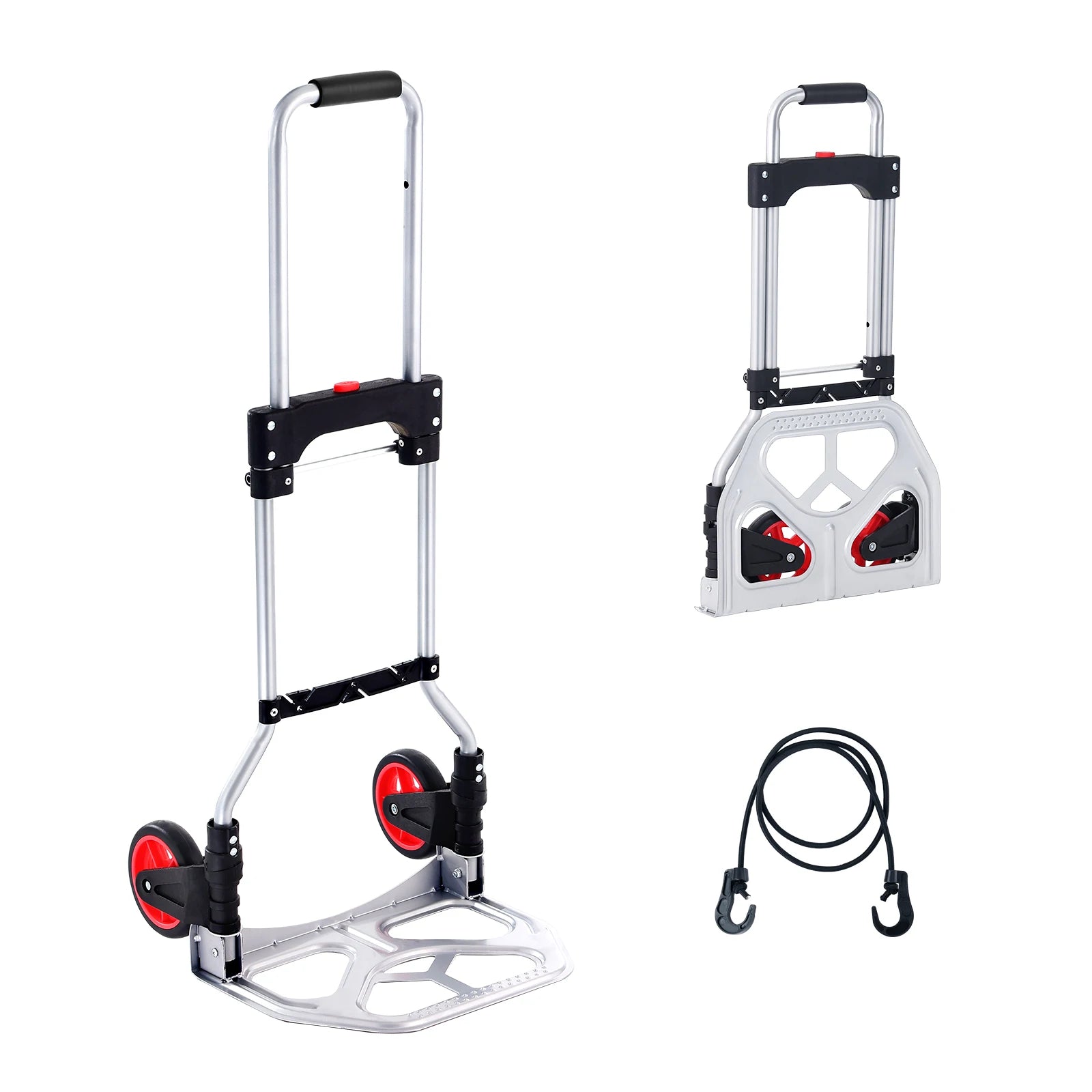 Folding Hand Truck Dolly 80kg Aluminium Stair Climbing Telescoping Handle Luggage Trolley for Home Shopping