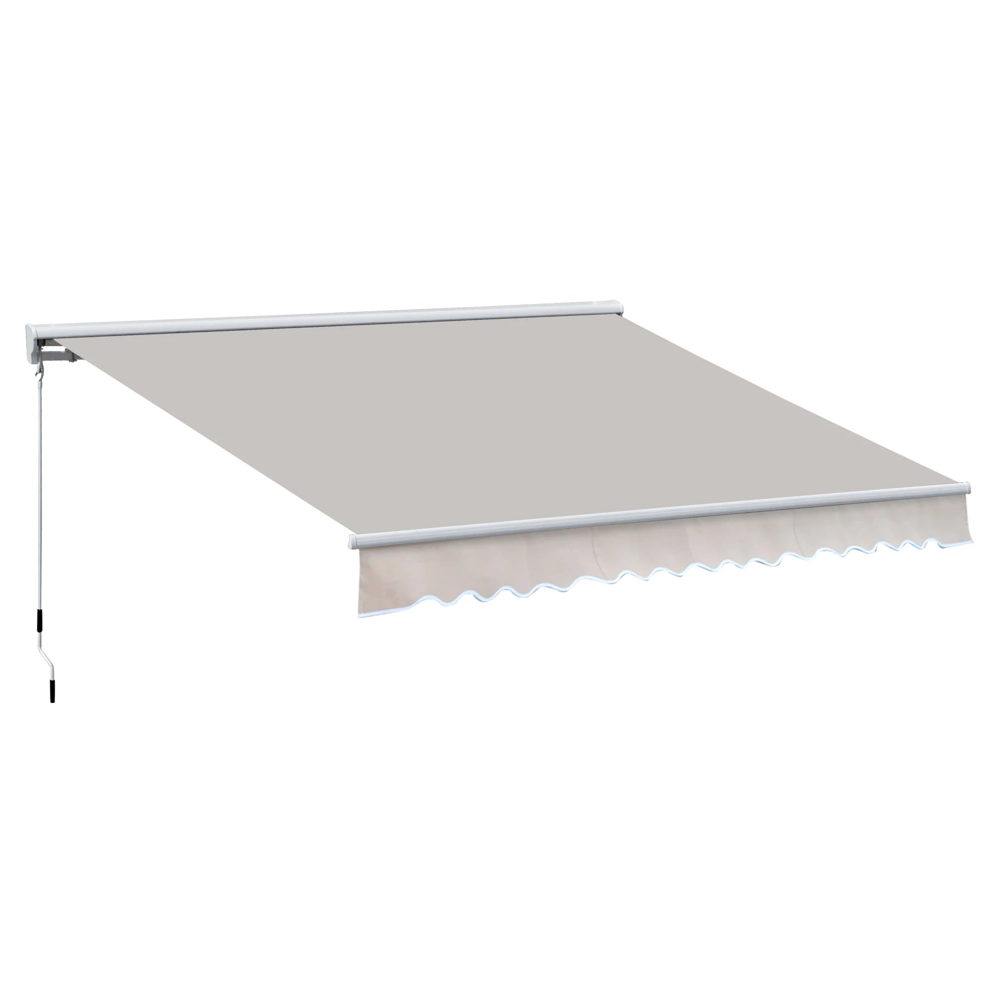 3m Electric Retractable Patio Awning with Remote Control 280g PU Coated Canopy Aluminium Frame Cream White