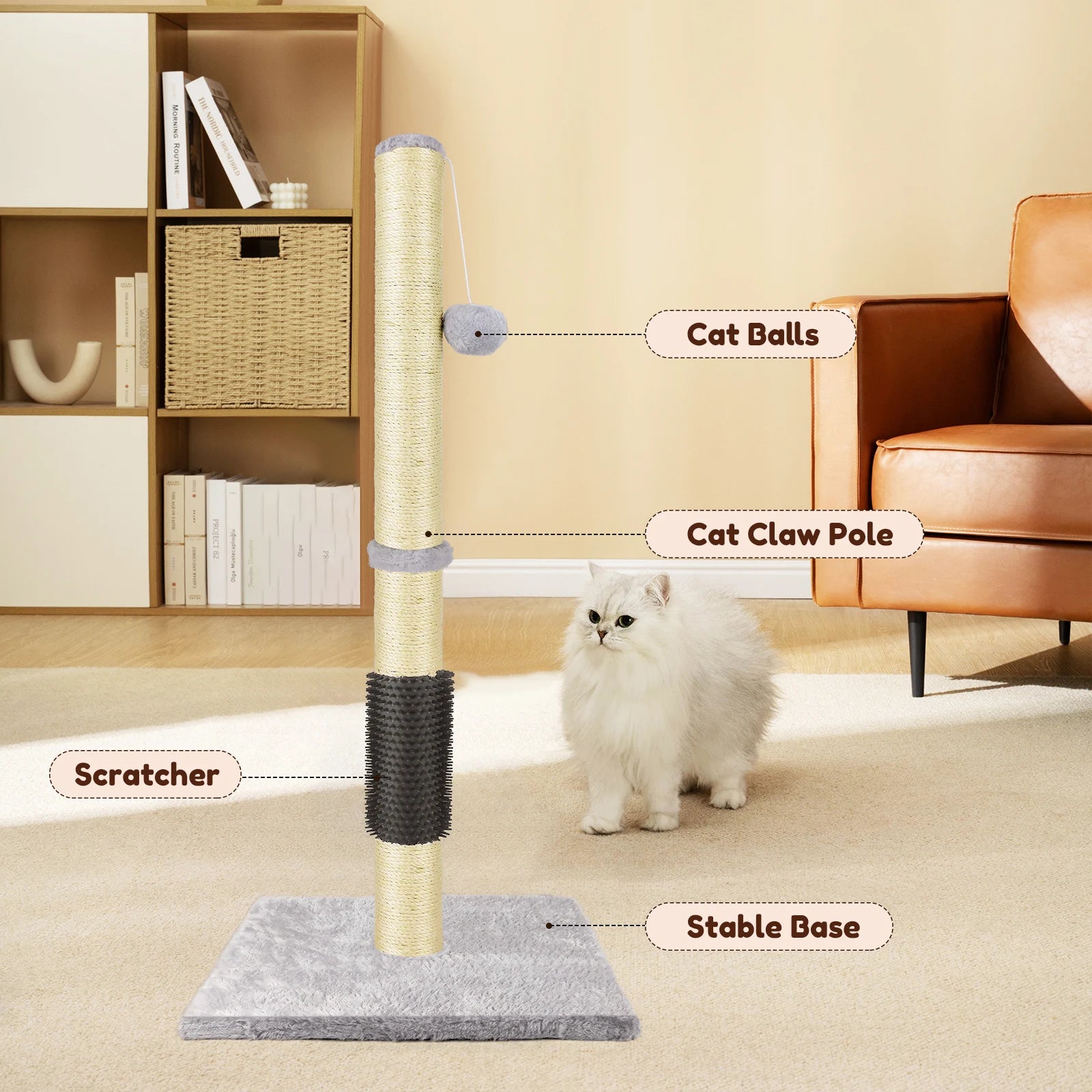 Basic Cat Tree Scratching Post 40cm or 80cm with Plush Ball Sisal Activity Centre for Cats