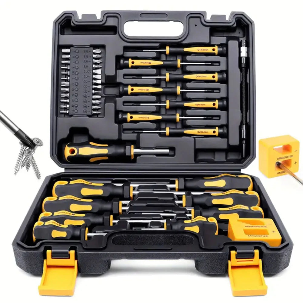 43-Piece Magnetic Screwdriver Set with Case | Chrome Vanadium Phillips, Torx, Hex & Precision Kit