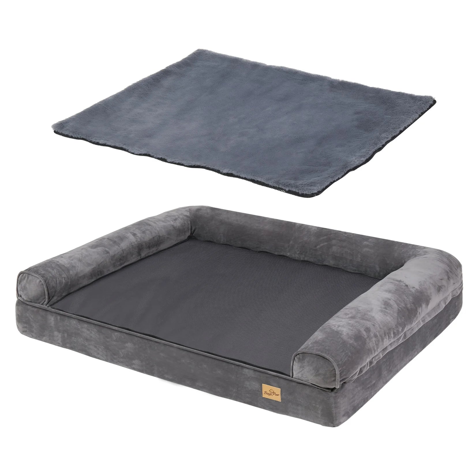 Extra Large Sofa Style Dog Bed with Bolster M-2XL Sizes Waterproof Cover Sponge Foam Base for Big Dogs