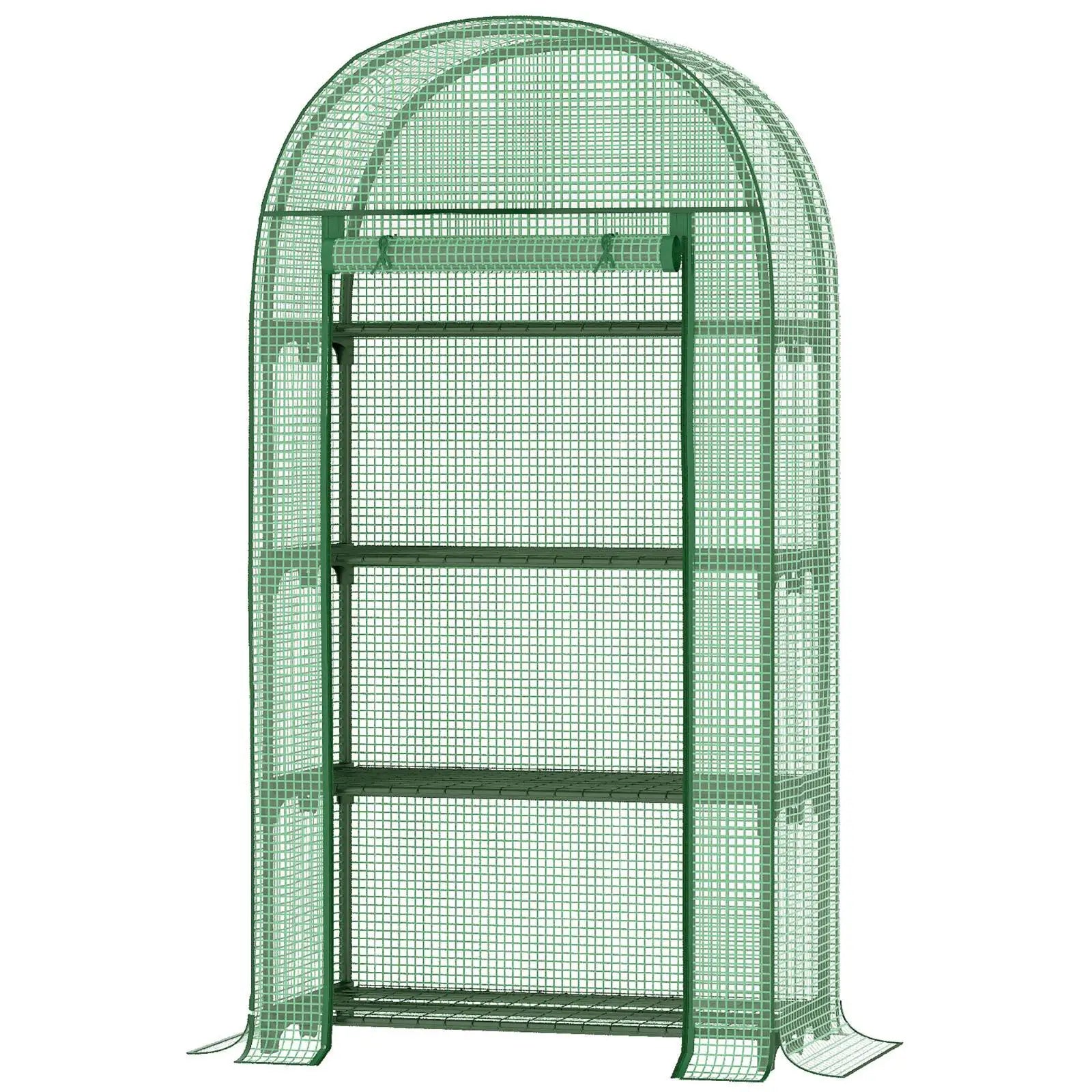 4 Tier Mini Greenhouse 160x80x49cm Metal Frame Zipped Door Waterproof for Balcony Vegetable Patch Storage