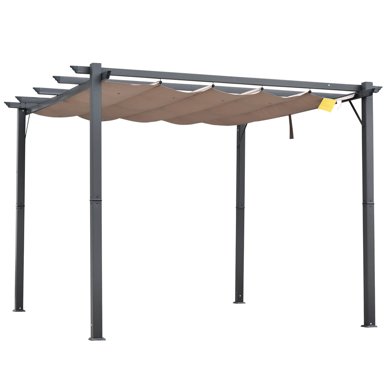 3 x 3m Aluminium Pergola Gazebo with Retractable Canopy, UV-Resistant PA-Coated Polyester and Ground Stakes