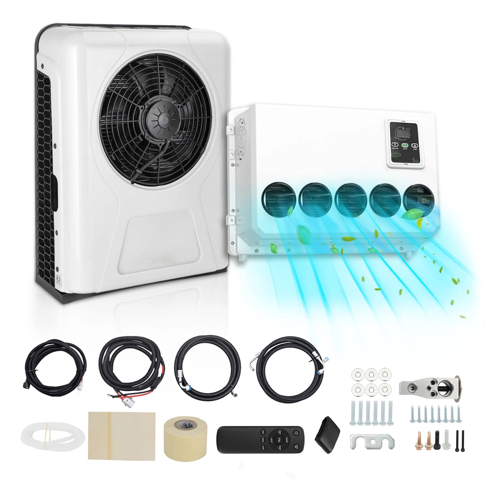 10500 BTU 12V Parking Air Conditioner Split Type for Truck Van Campervan Tractor RV Cab Rooftop or Wall Mount