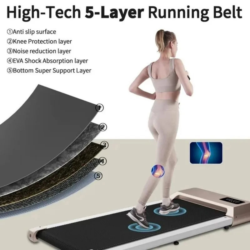 Pink Under Desk Walking Pad Treadmill 2.5HP 300lbs Capacity Remote Control LED Display for Home Office