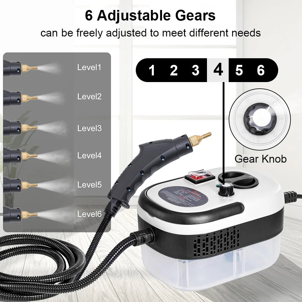 2500W Portable Steam Cleaner 6 Gear High Pressure Multipurpose Steamer for Home Kitchen Bathroom Grout