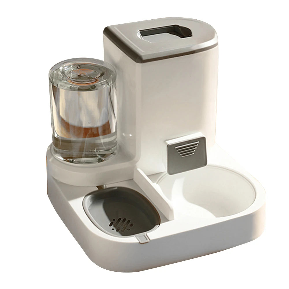 2 in 1 Cat Feeder with Water Dispenser Large Capacity Auto Food Bowl