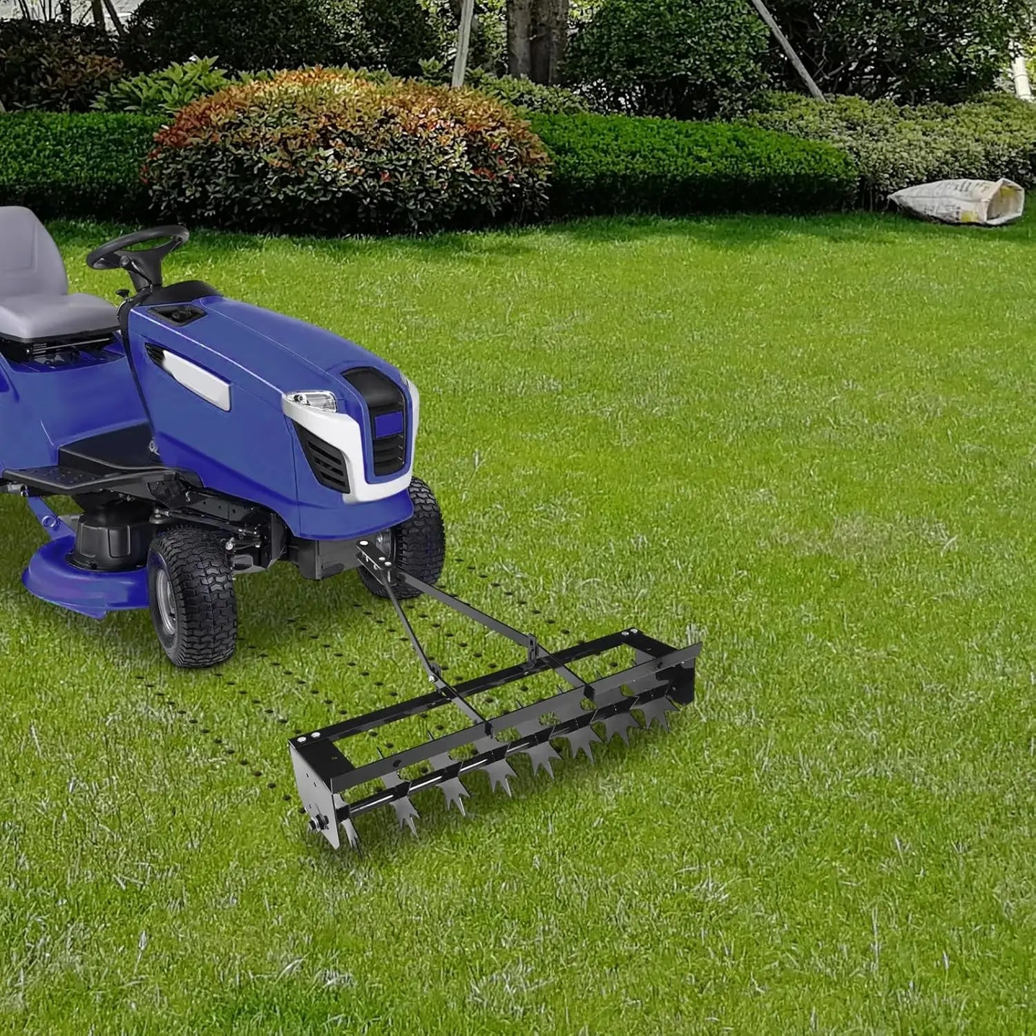 Tow Behind Lawn Aerator 8 Star Spikes 45kg Load Capacity Universal Hitch for Lawn Tractor ATV Garden