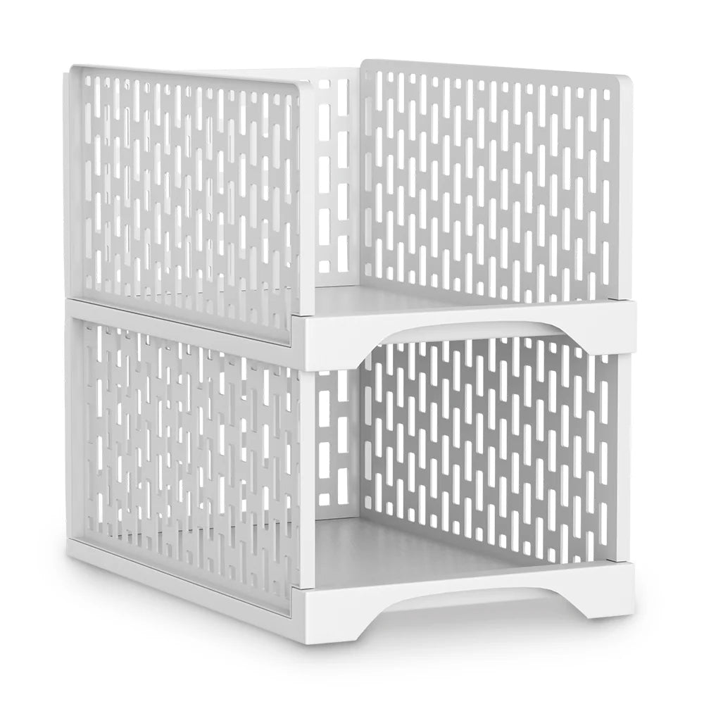 2 or 4 Pack Stackable Wardrobe Storage Basket PP Plastic Foldable Shelf Drawer Organiser for Clothes Toys Books