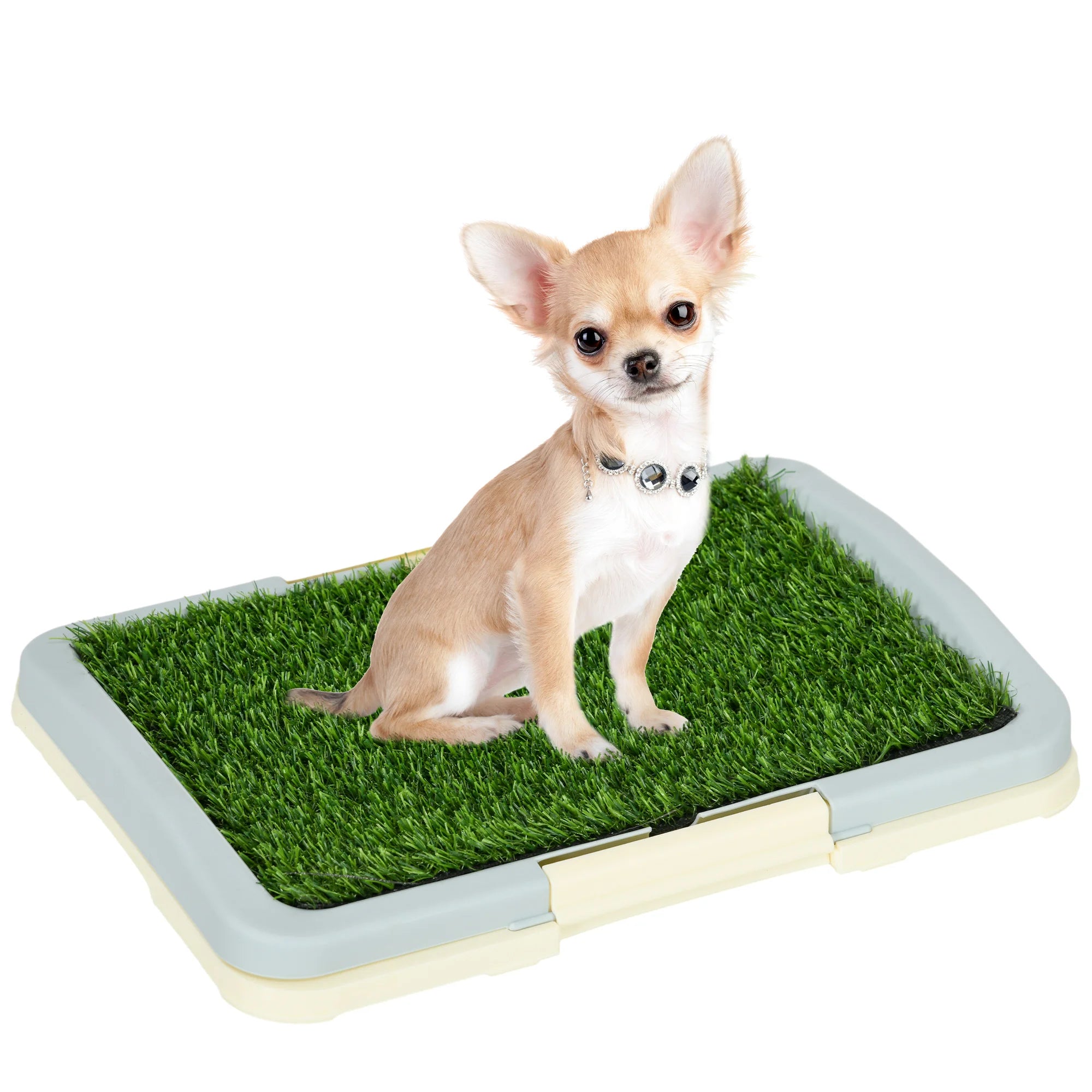 Indoor Dog Toilet with Artificial Grass Grid Panel and Tray for Puppy Training and Pet Waste Management