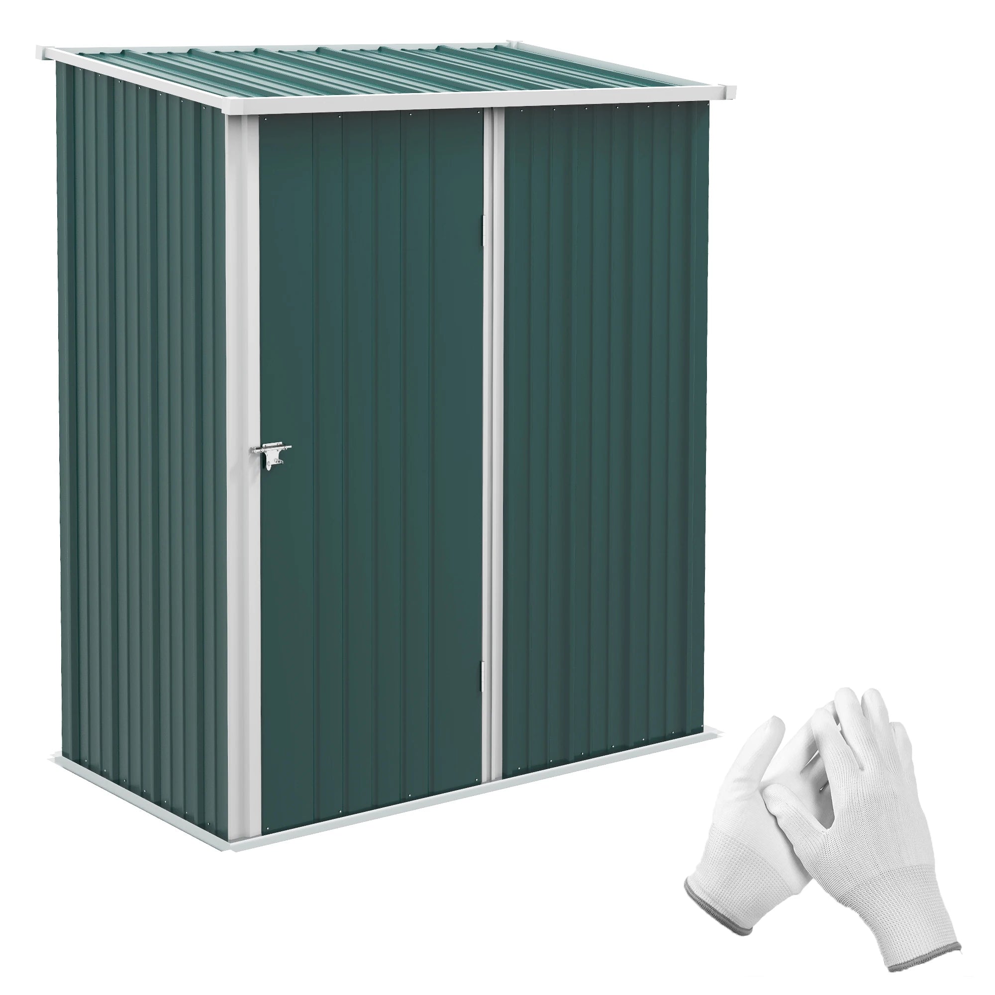 Steel Garden Storage Shed with Corrugated Galvanised Finish and Lockable Latched Door