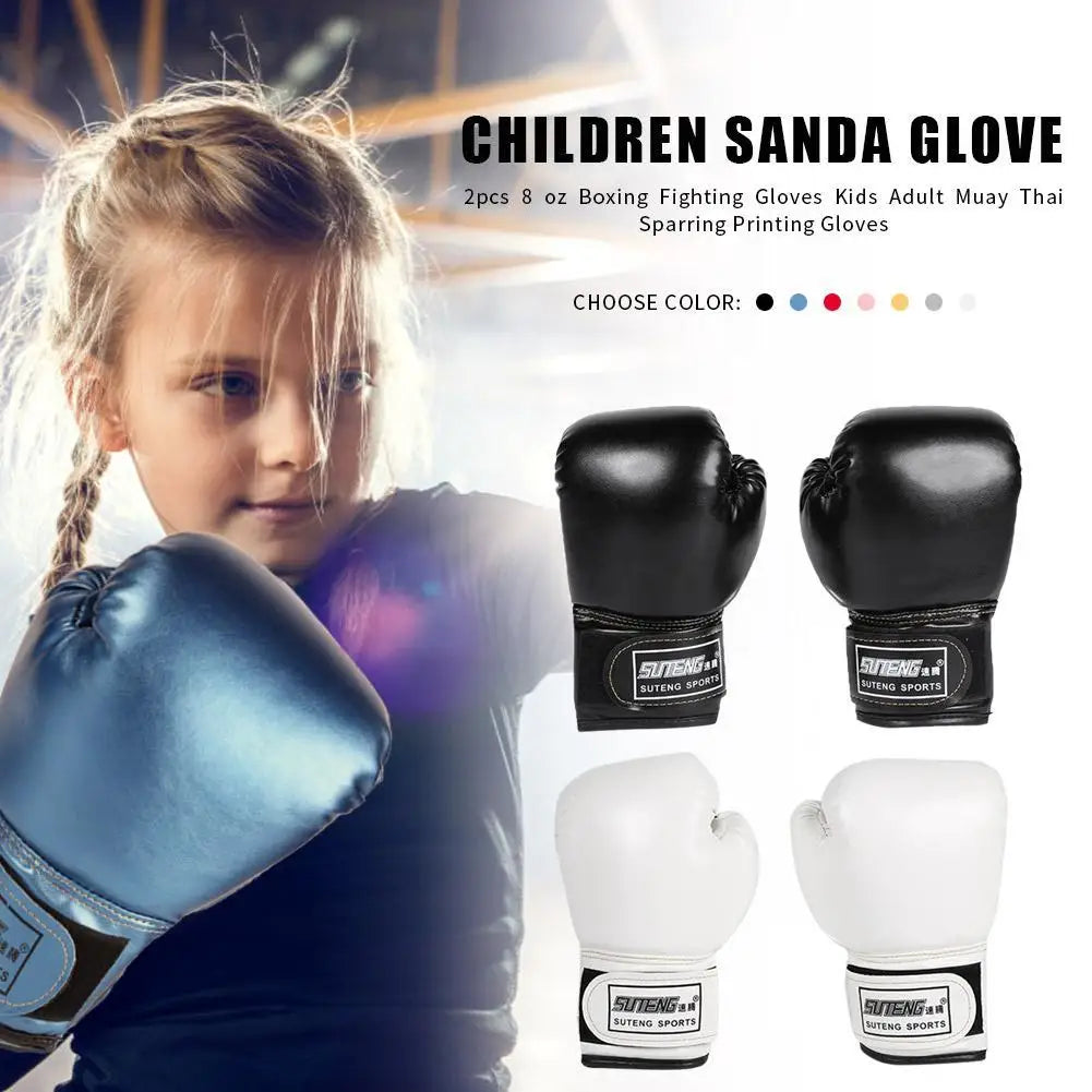 Kids Boxing Gloves PU Leather Breathable Muay Thai Mitts for Taekwondo Punching Bag Training Ages 3-12