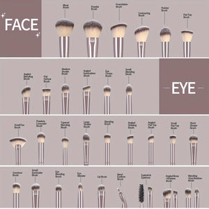 30Pcs Professional Makeup Brush Set Foundation Concealers Eye Shadows Powder Blush Blending Brushes Beauty Tools with Bag