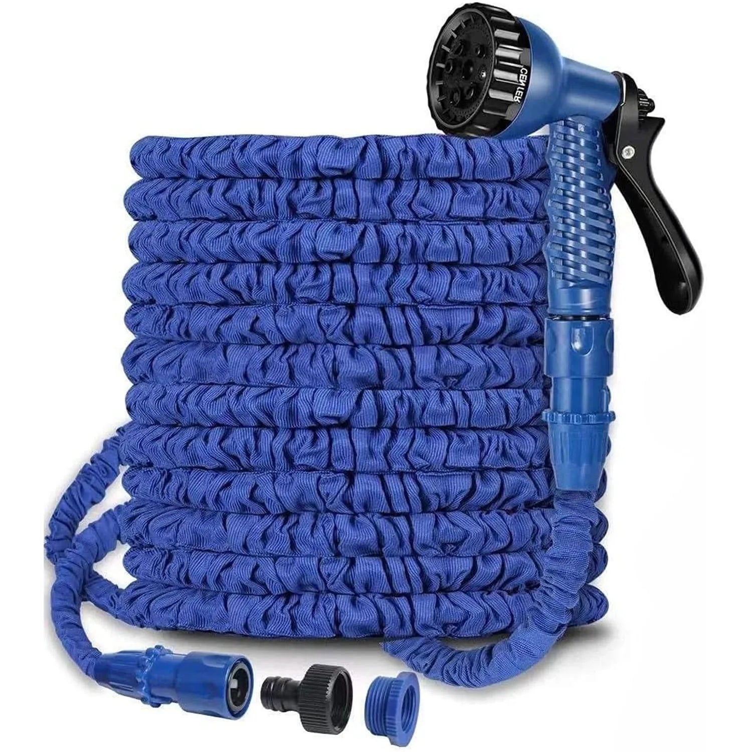 100ft Expandable Garden Hose 3/4 and 1/2 Fittings 7 Function Spray Nozzle Lightweight Flexible for Watering Cleaning