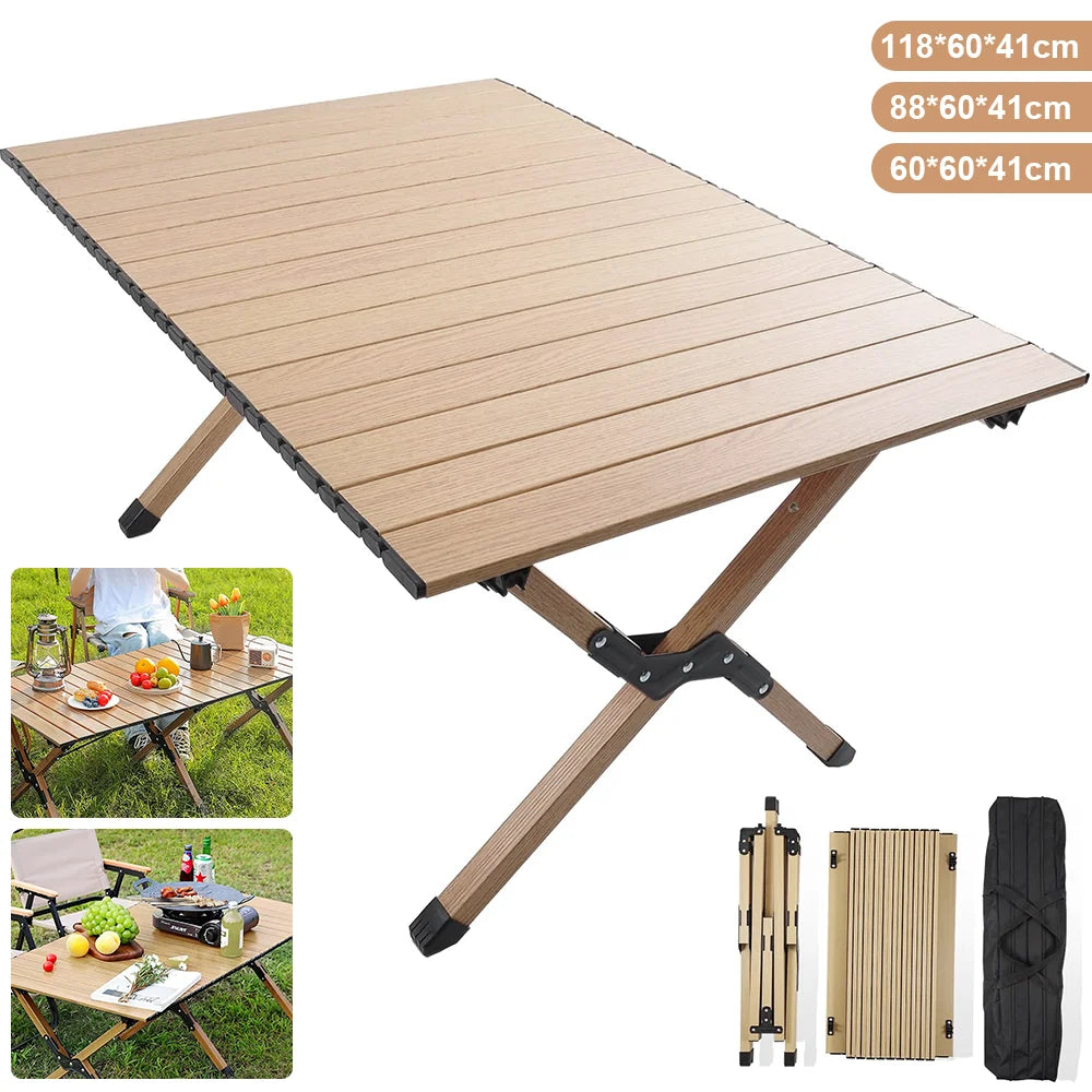 Portable Folding Camping Table with Carry Bag Lightweight Metal Outdoor Table for Picnic BBQ Hiking Travel