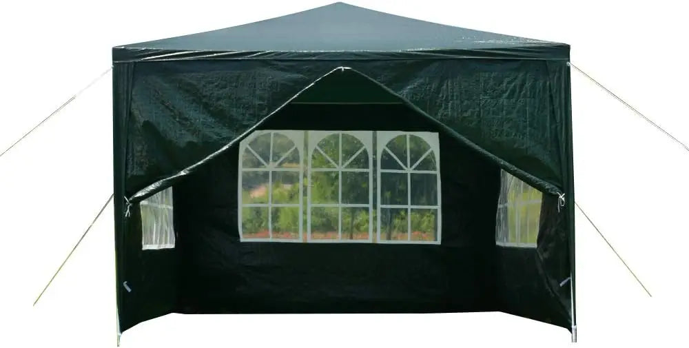 3x3m Waterproof Garden Gazebo Marquee Canopy Steel Frame 4 Church Window Panels for Parties Weddings BBQ Blue