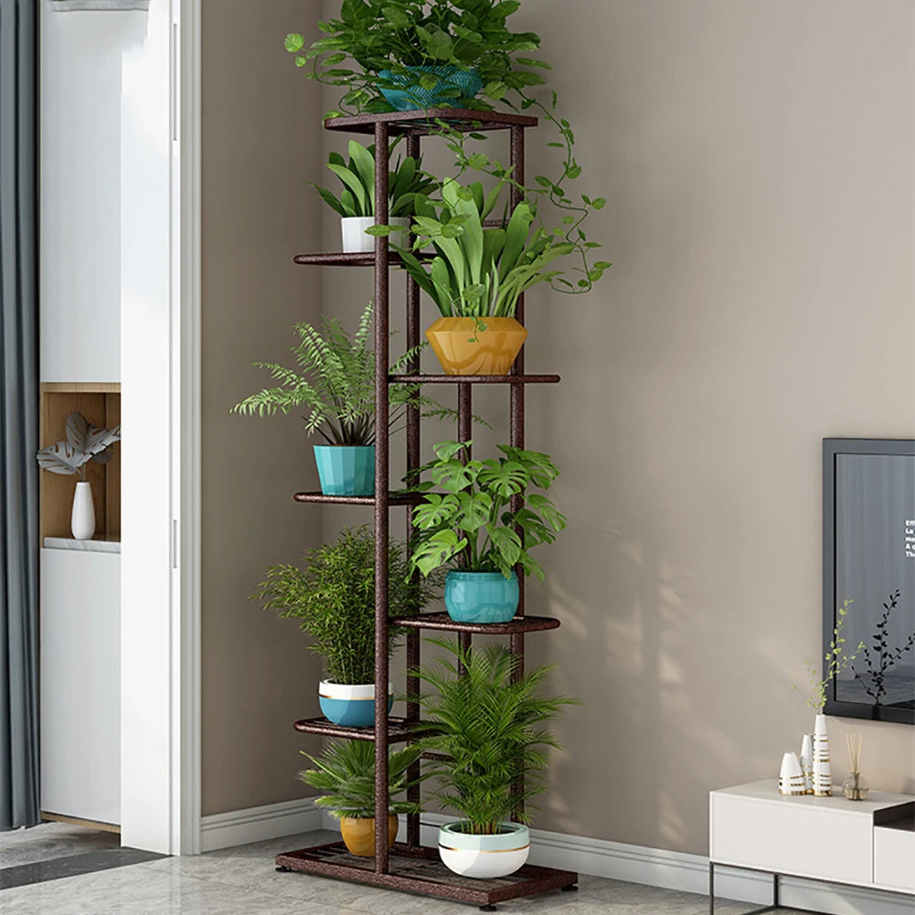 8 Tier Metal Plant Stand 141cm Tall Corner Display Rack Anti Rust for Indoor Outdoor Balcony Patio White