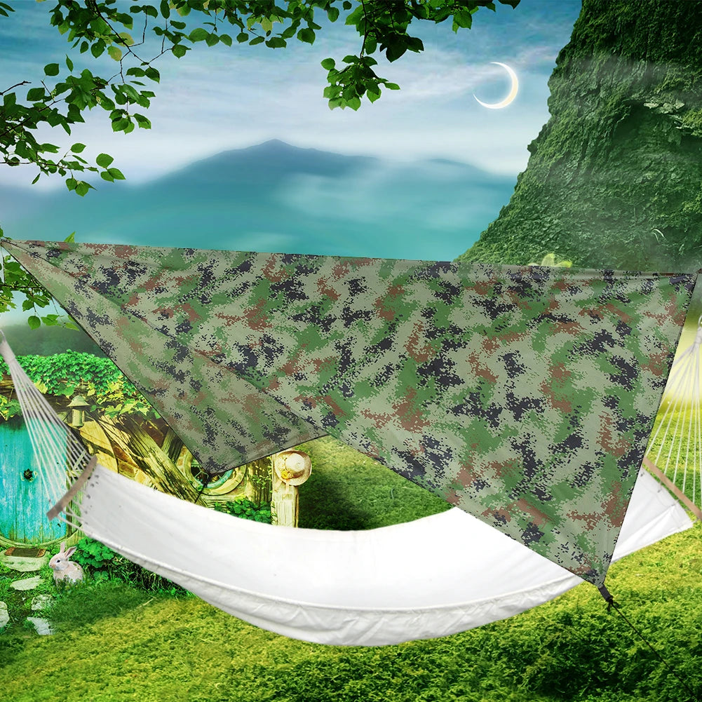 Camouflage Beach Canopy 210T Waterproof Foldable Portable Ultra Light for Picnic Camping Backpacking 100x145cm