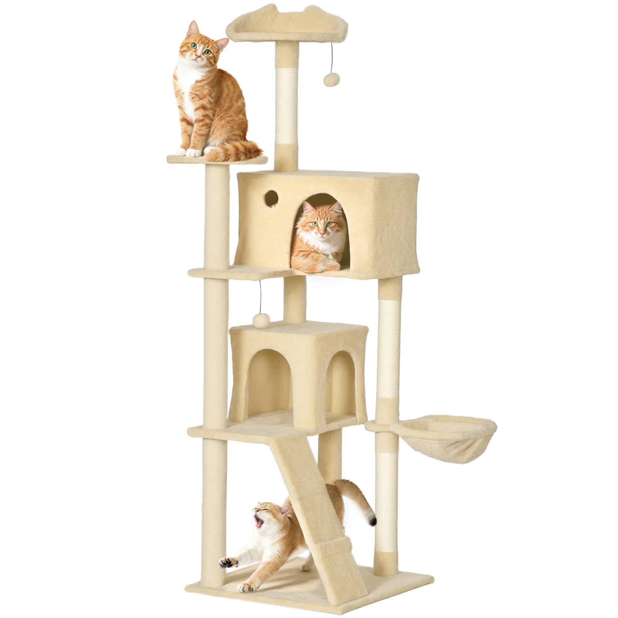 PawHut 180cm Cat Tree Tower Sisal Scratching Posts Condos Hammock Multi Level