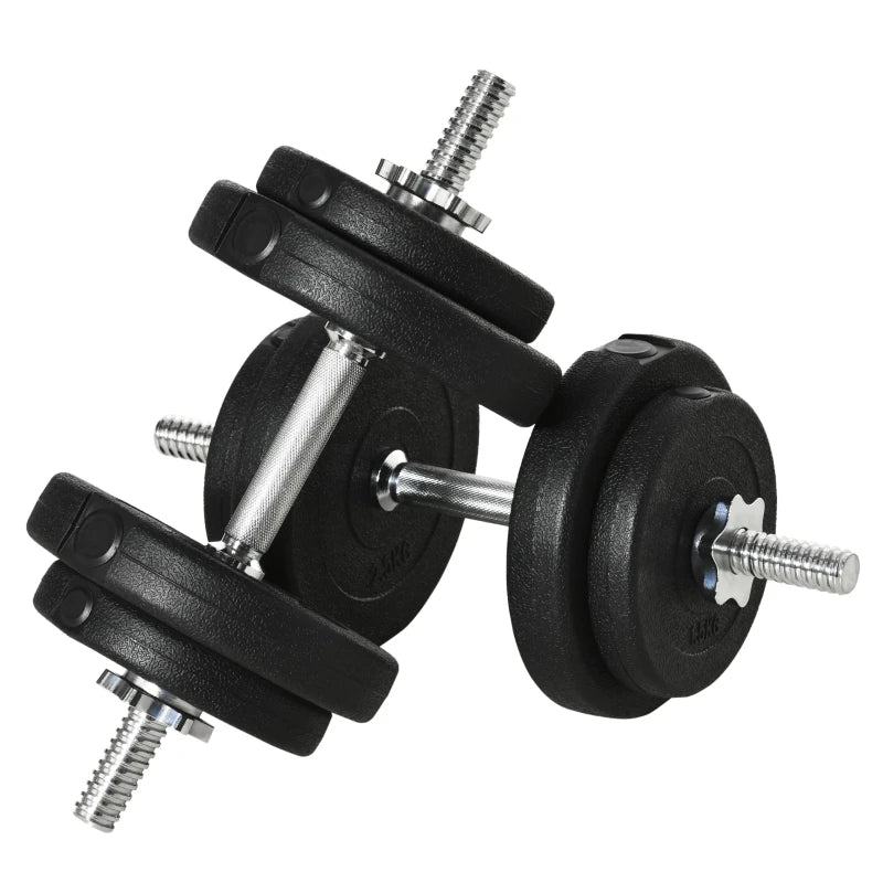 20KG Adjustable Dumbbells Set Black Steel Weight Set for Home Office Gym Body Fitness Lifting Training