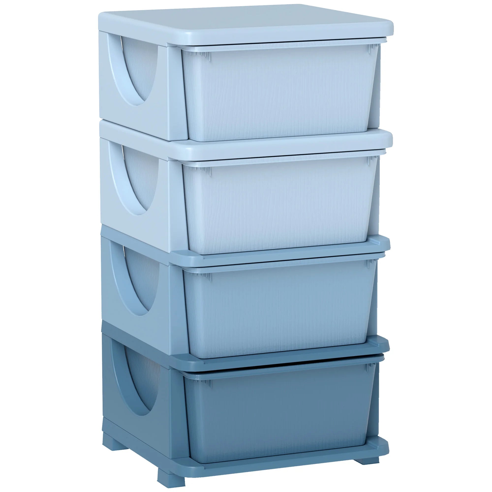 Kids Storage Unit 4 Drawer Chest Tower Plastic Children's Bedroom Playroom Organiser 37x37x76cm Cream