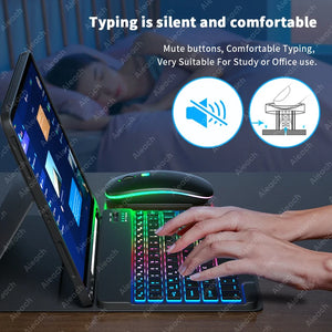 AIEACH Ipad Case Keyboard for Pro 13 M4, 12.9 3-6Th, 11 1-4Th, Air 13/11 M2/M3, Air(4-5Th), Ipad 7-10Th, Backlight Pencil Holder