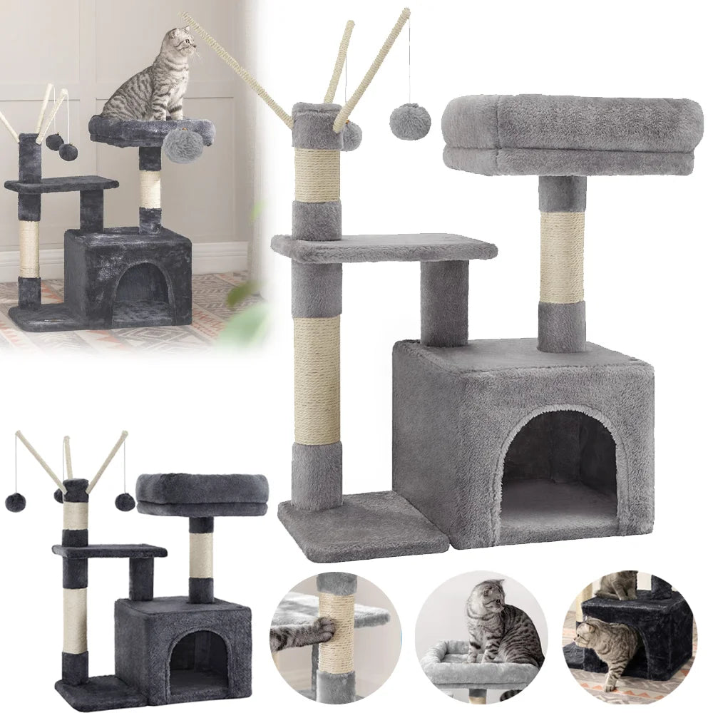 Cat Tower Climbing Frame 72cm with Toy Perch Cozy Condo for Cats Paw Leisure Entertainment
