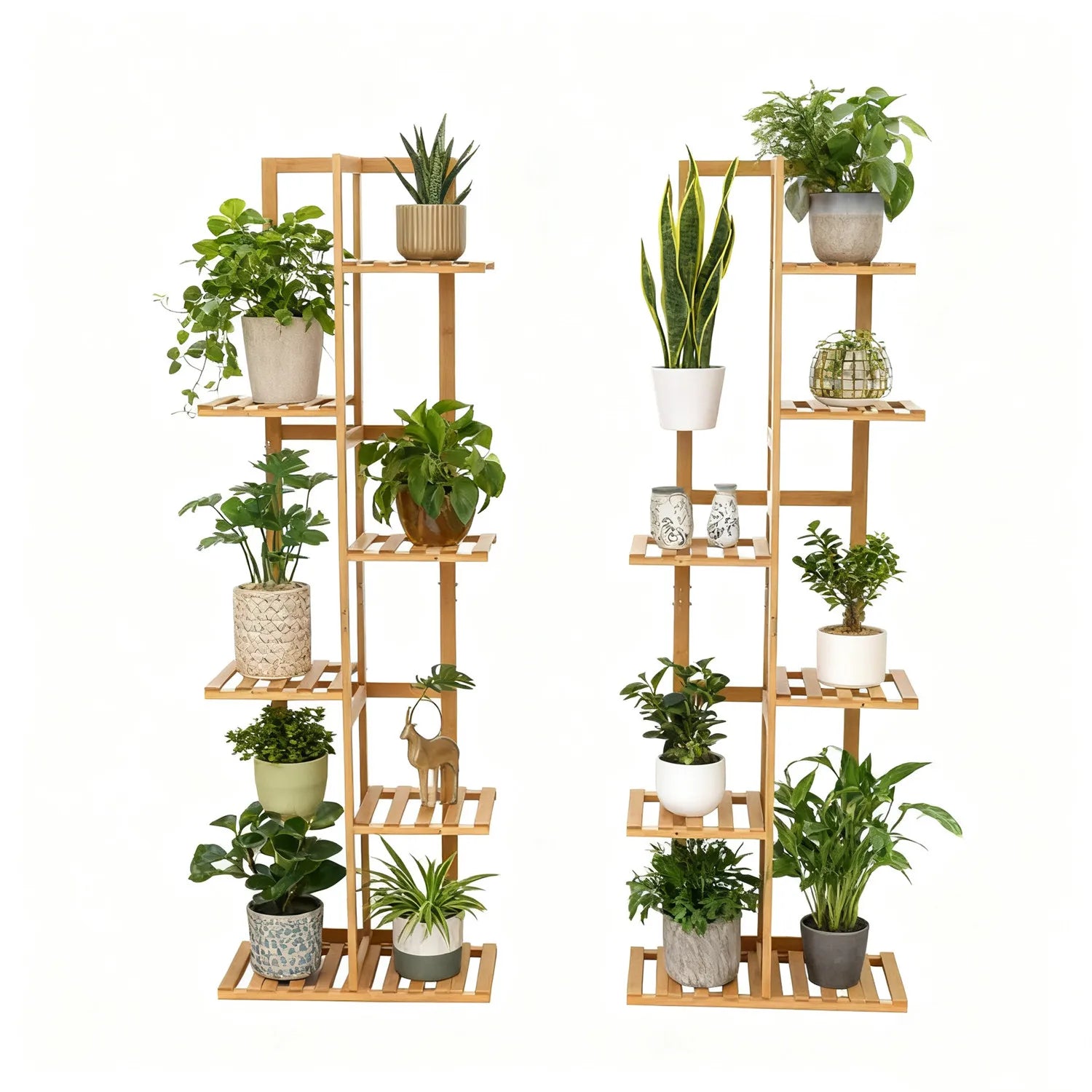 Tall Bamboo Plant Stand Flower Display Rack 5 or 6 Tier Indoor Outdoor Garden Storage Home Decor