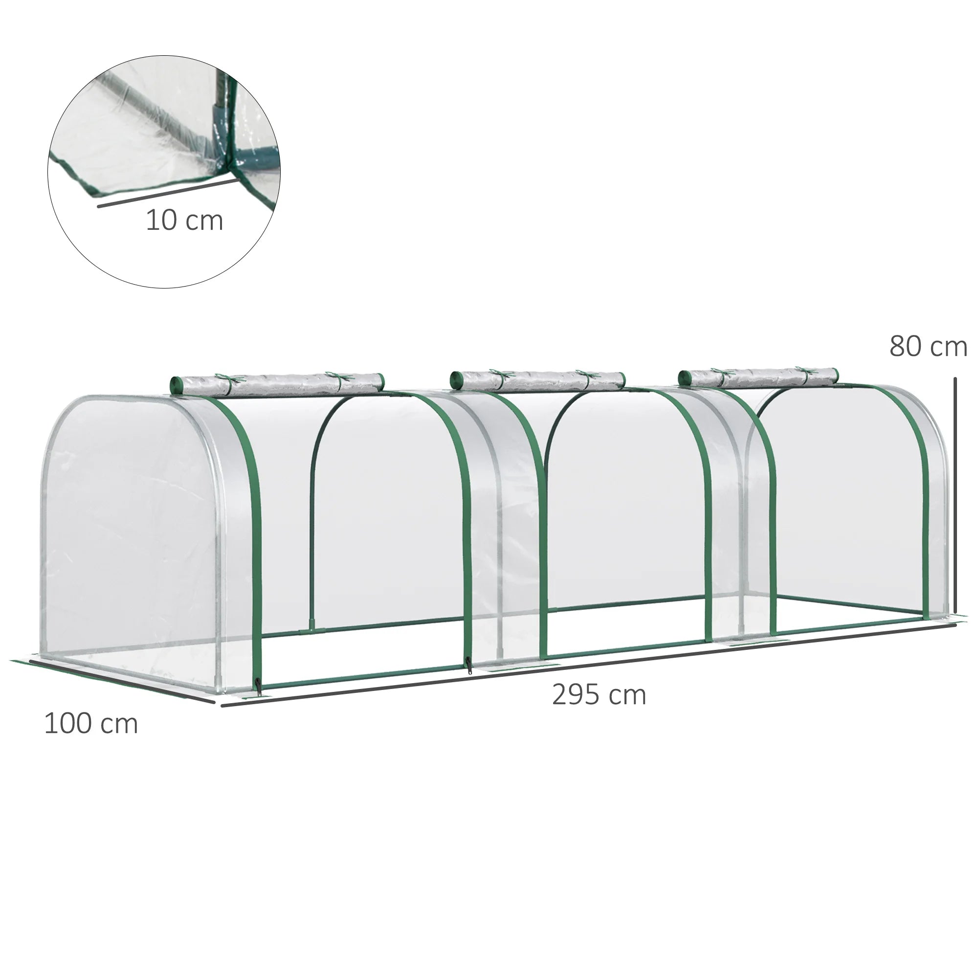 Tunnel Greenhouse with Steel Frame and Zipped Roll-Up Doors for Garden Patio Balcony and Allotment