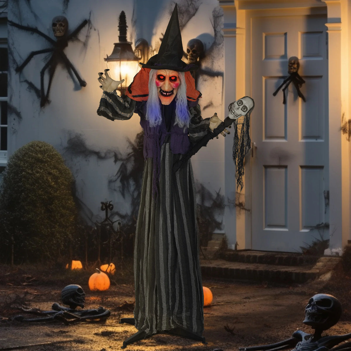 Voice activated witch decoration with flowing robe