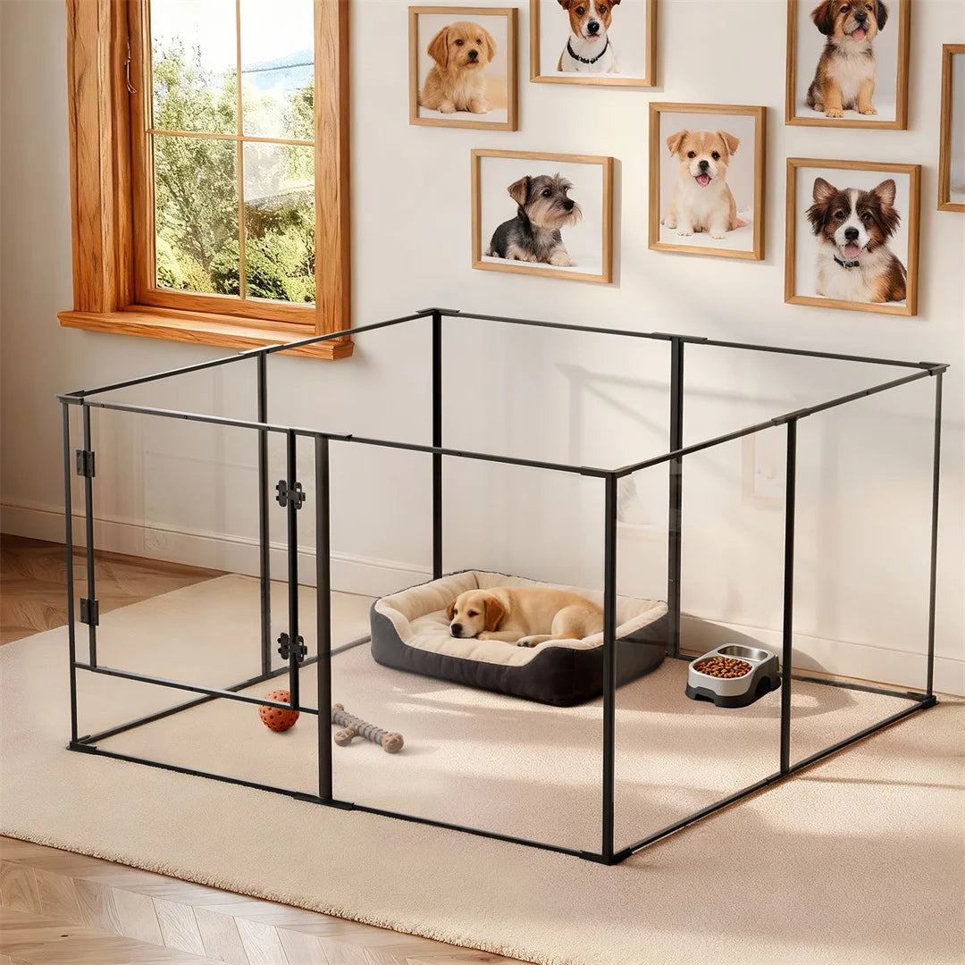 BINGOPAW 8 Panel Acrylic Dog Playpen Indoor Whelping Pen Box for Puppies Rabbits Small Animals