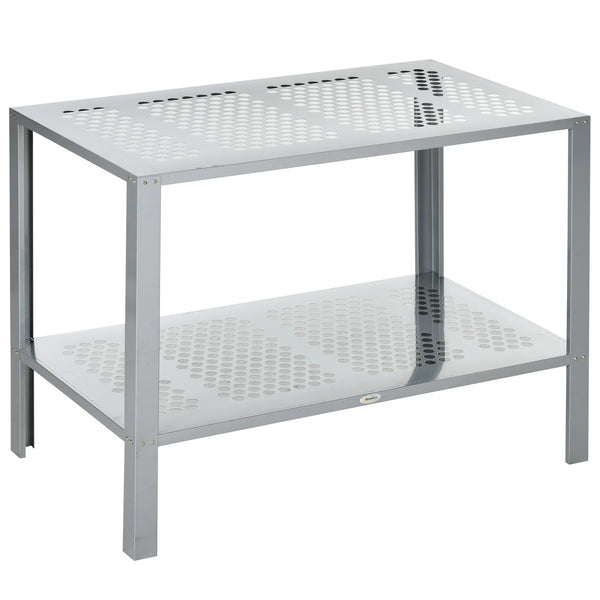 2-Tier Freestanding Plant Stand, Corner Flower Shelf for Indoor and Outdoor