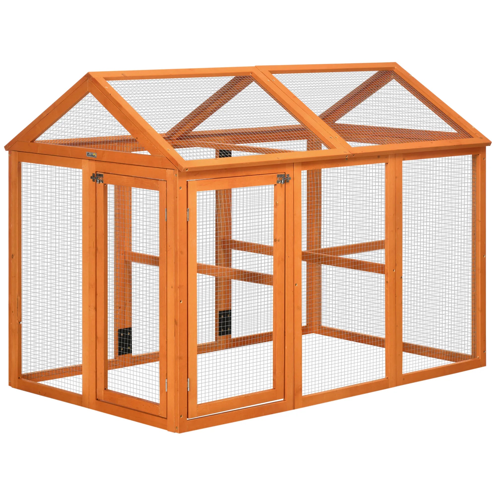 Large Wooden Chicken Run Poultry Pen with Lockable Doors Mesh Wire and Combinable Design for 1-3 Chickens