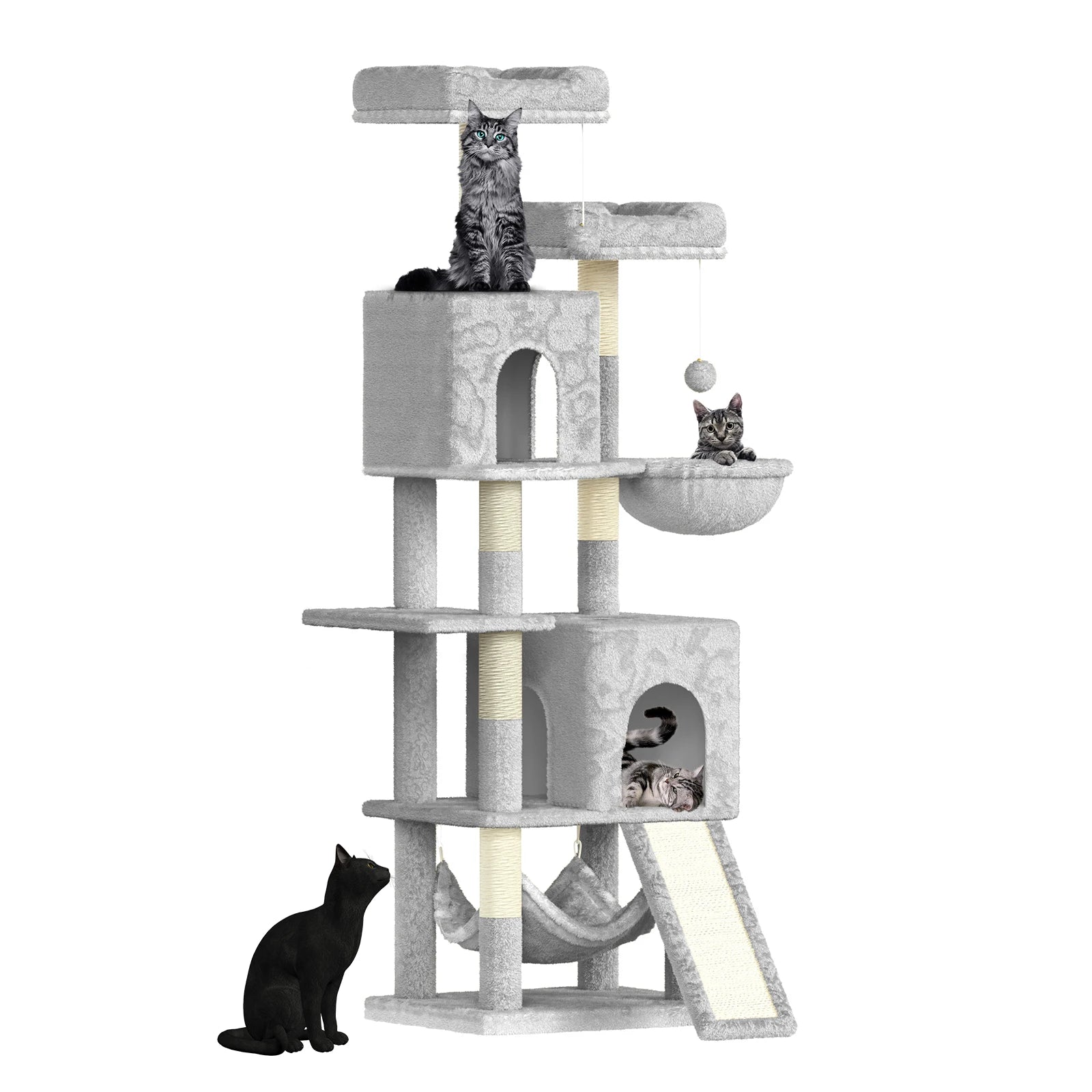 Dogat 158cm Multi-Level Cat Tree Scratching Board Post Perch Large Pet Playhouse for Multiple Cats