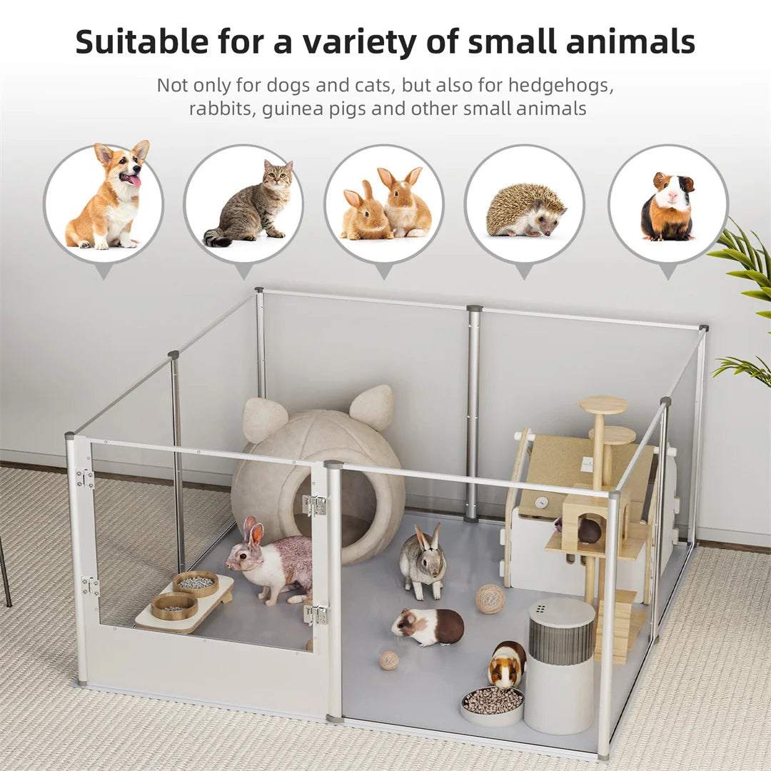 BINGOPAW Acrylic Pet Whelping Pen 6-10 Panels Multiple Sizes Clear Playpen Fence for Guinea Pigs Rabbits Small Animals