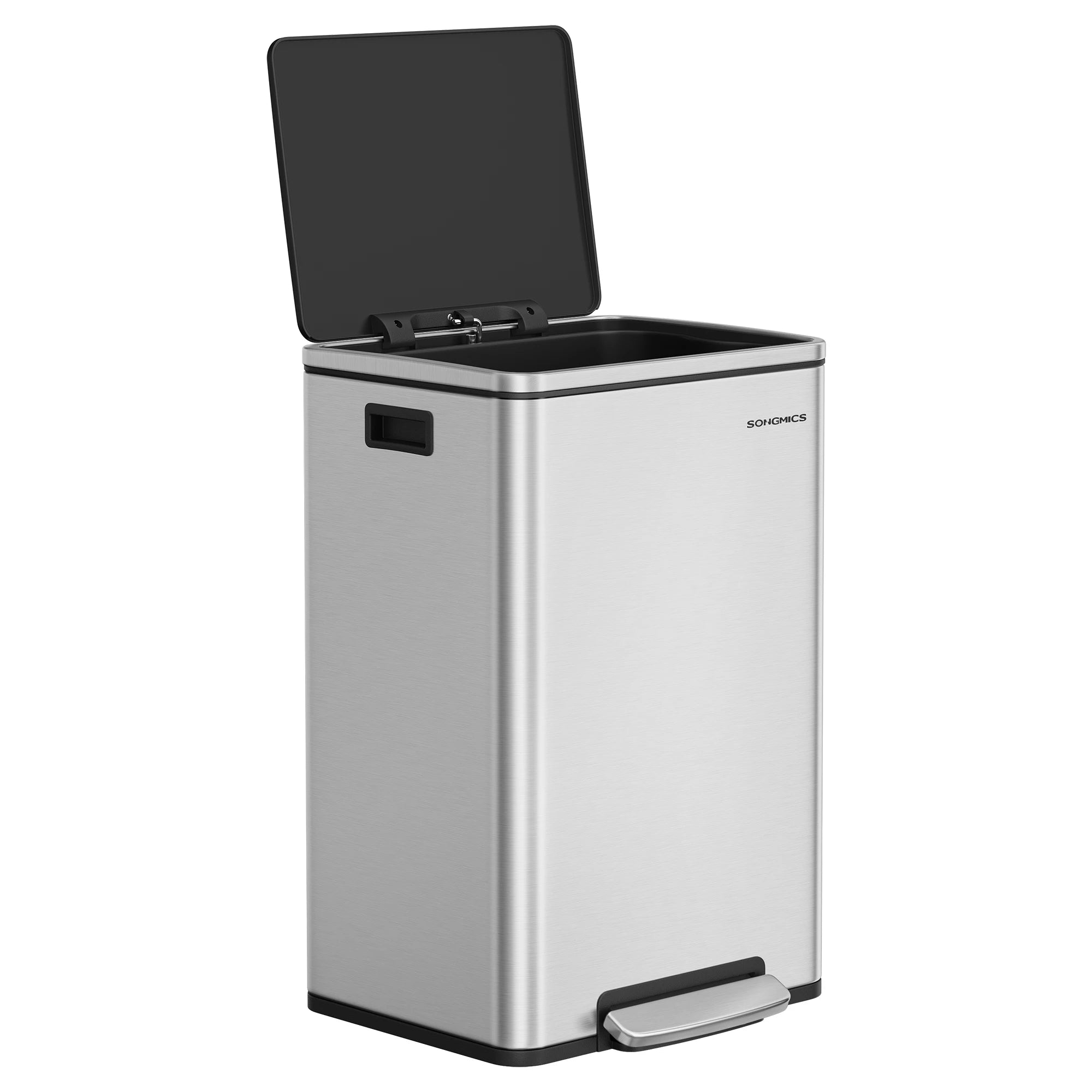 50L Stainless Steel Kitchen Bin with Lid Pedal and Inner Bucket Waste Bin with Bin Bags