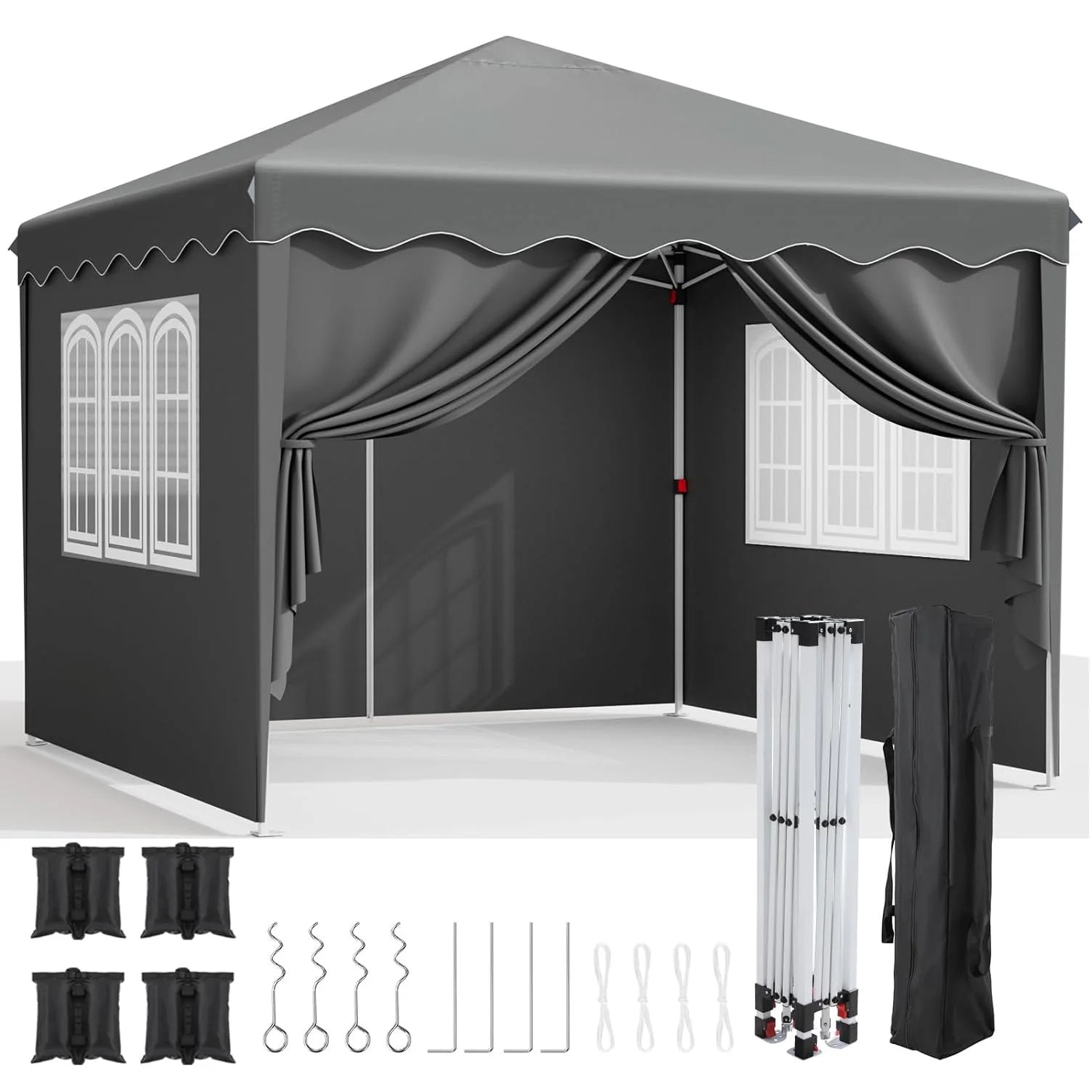 3x3M Pop Up Gazebo with 4 Side Panels Waterproof Party Tent