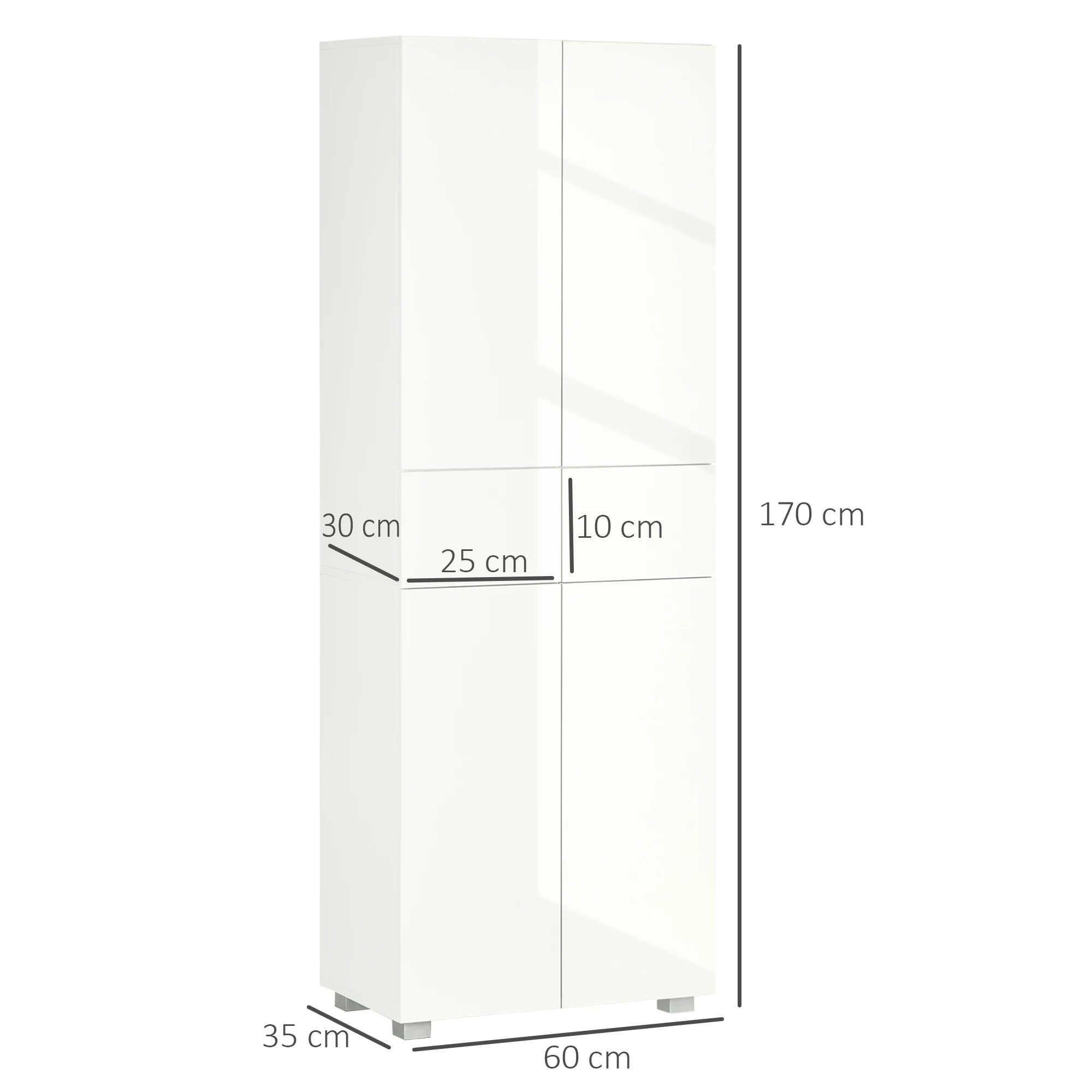 HOMCOM Kitchen Cupboard Storage Cabinet Push Open Doors and Drawers, White