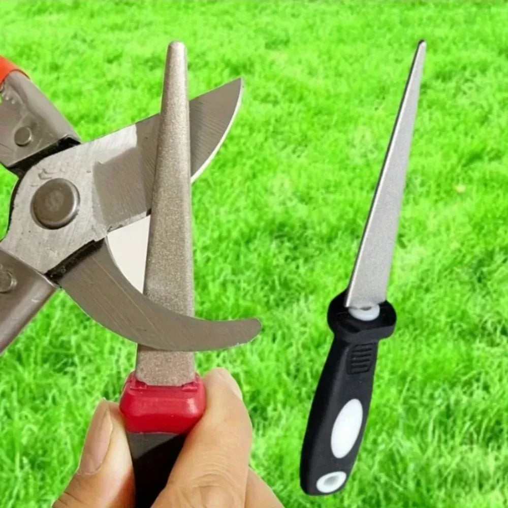 Double-Sided Diamond Knife Sharpening Stone with Anti-Slip Handle | Portable Flat and Curved Blade Sharpener Tool