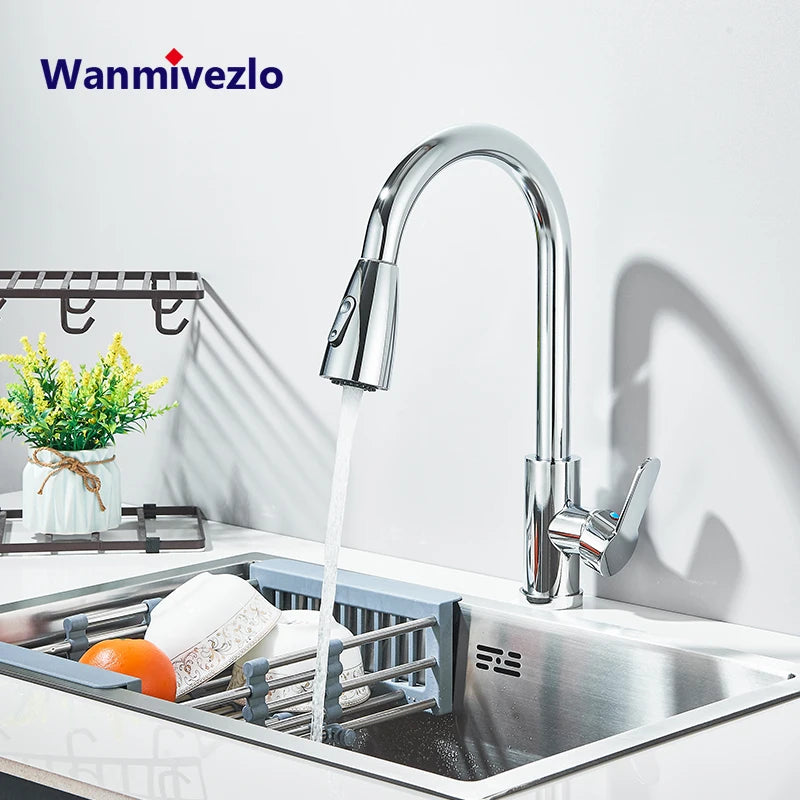 Pull-Out Kitchen Faucet – Single Handle Hot & Cold Water
